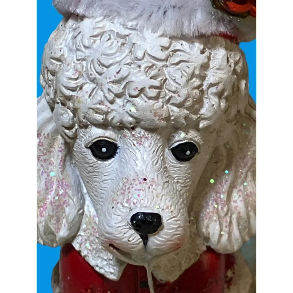 Pier 1 White Poodle Holiday Dog Resin Christmas Ornament